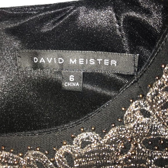 DAVID MEISTER BLACK FLOOR LENGTH BEADED DRESS - Picture 3 of 3